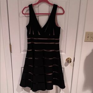 JS Collections Black Striped Mini Dress